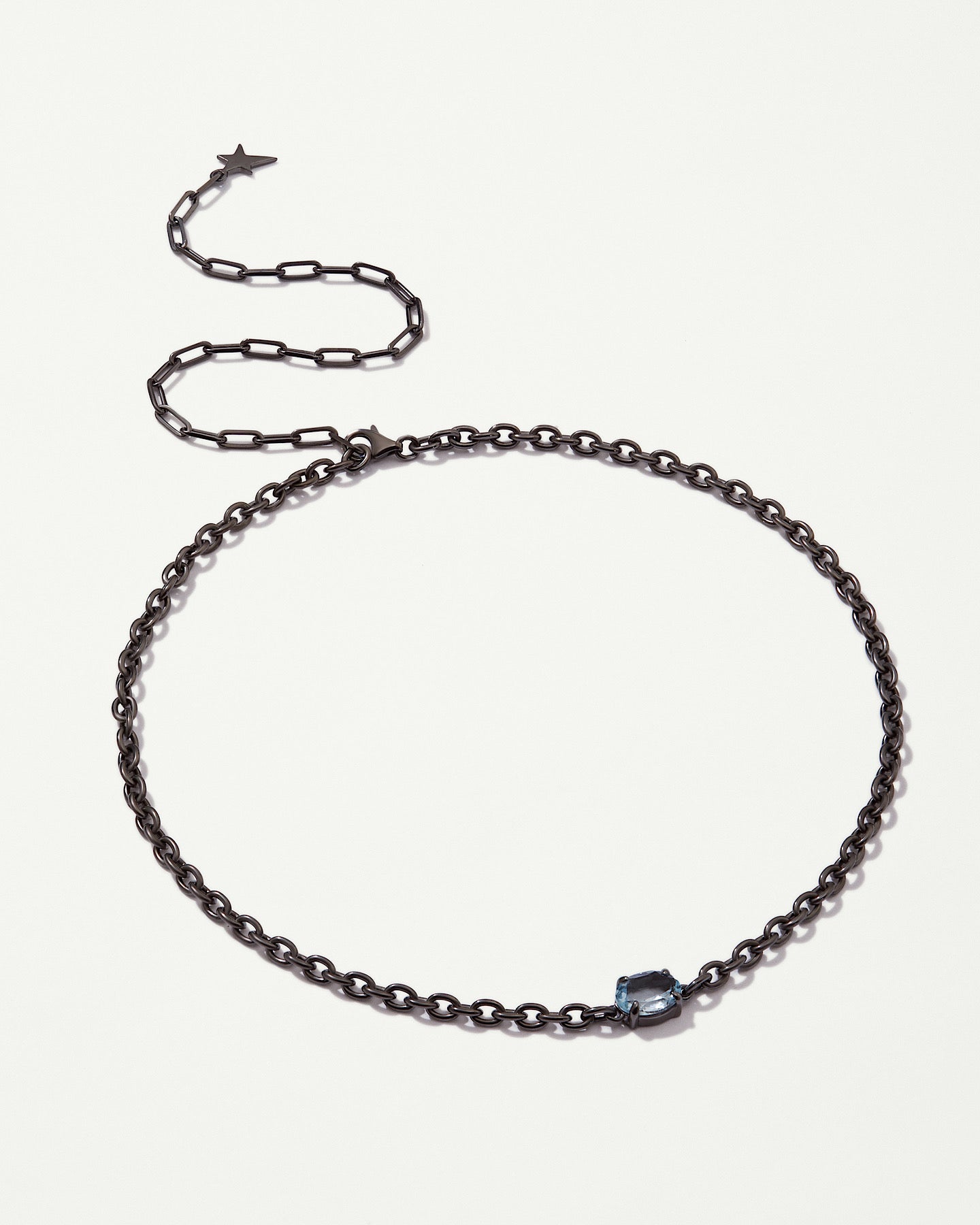 CANDY Black Rhodium Plated Choker with Blue Topaz