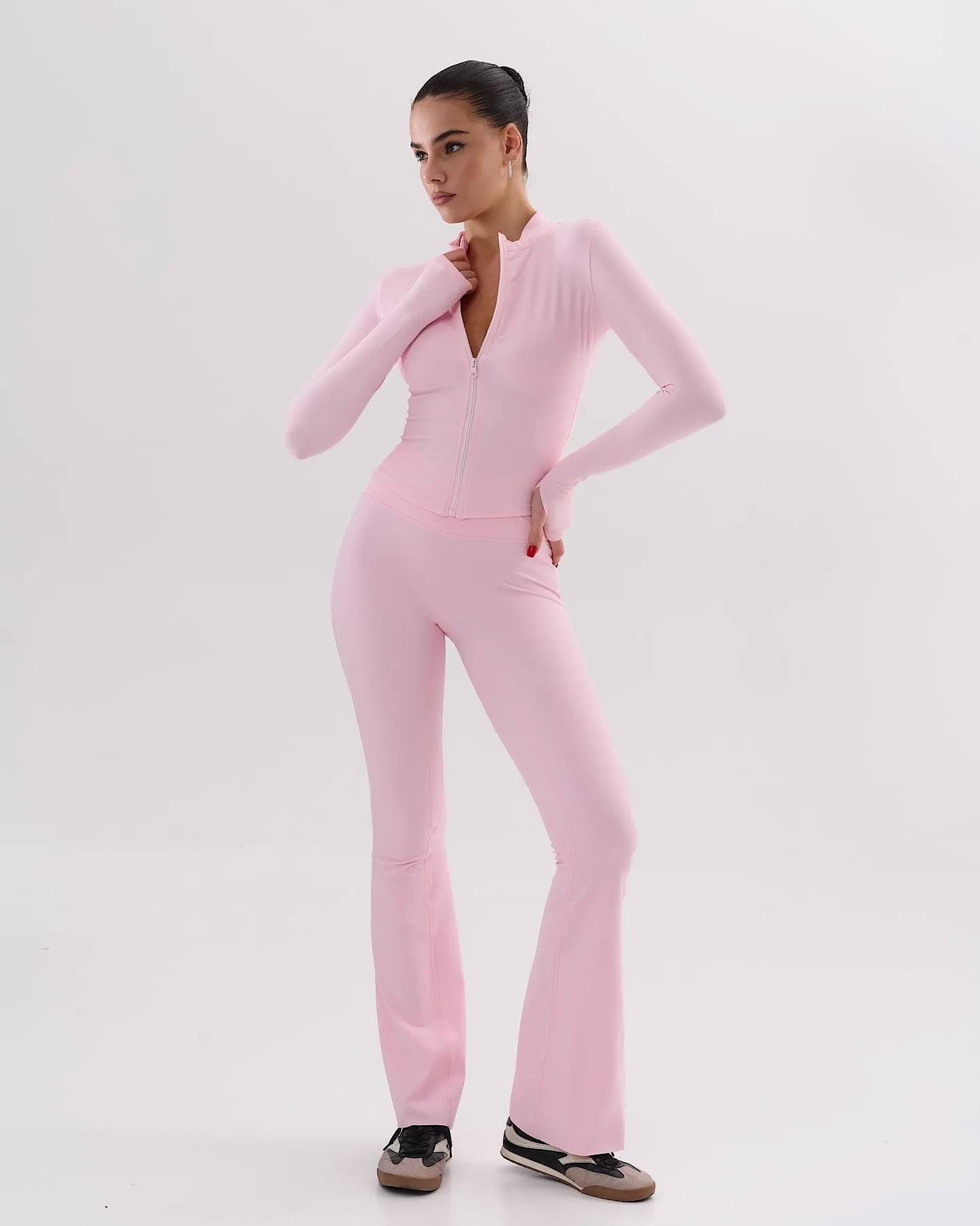 Umi zip flare top - rose
