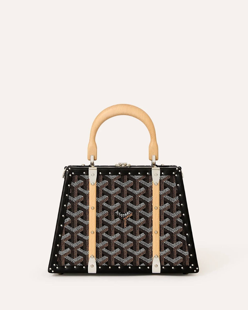 Front view of Goyard Saïgon Mini Trunk Bag 3N featuring signature Goyardine canvas and structured trunk silhouette.