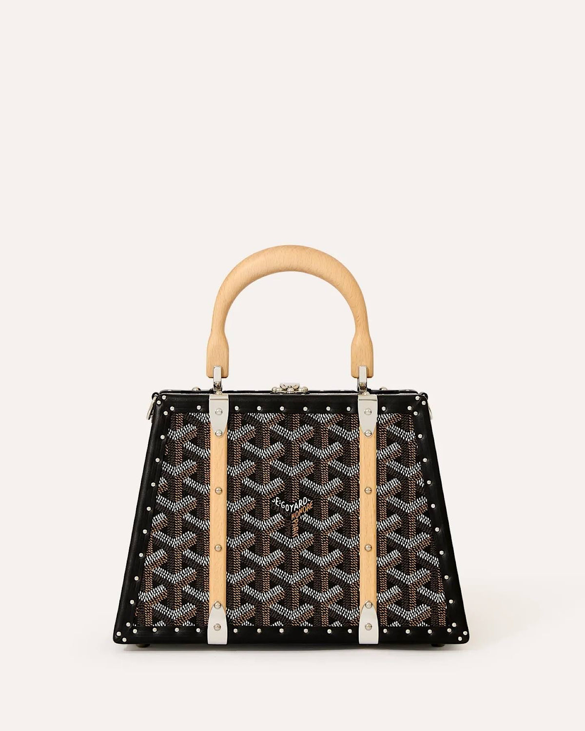 Front view of Goyard Saïgon Mini Trunk Bag 3N featuring signature Goyardine canvas and structured trunk silhouette.
