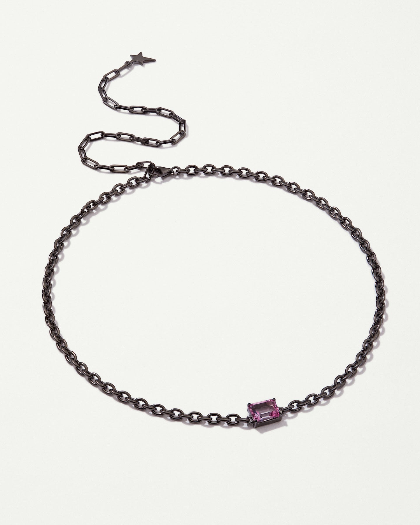 CANDY Black Rhodium Plated Choker with Pink Topaz