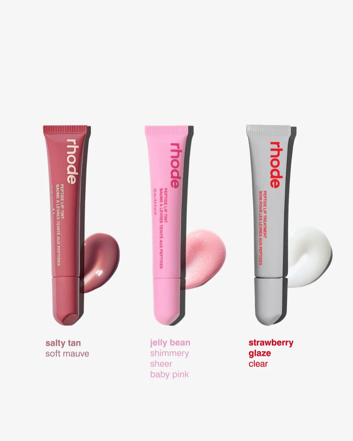 RHODE SKIN The Peptide Lip Trio - STRAWBERRY GLAZE, JELLY BEAN, SALTY TAN