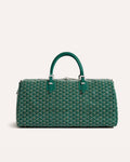 Goyard Boston 50 Bag in Green Goyardine canvas, front view.
