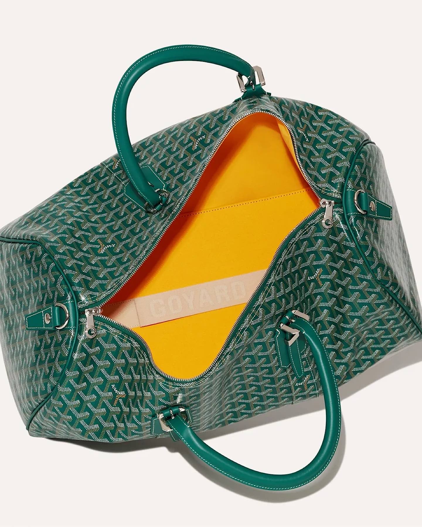 Luxury Goyard Boston 50 duffel bag in Green with spacious travel design.