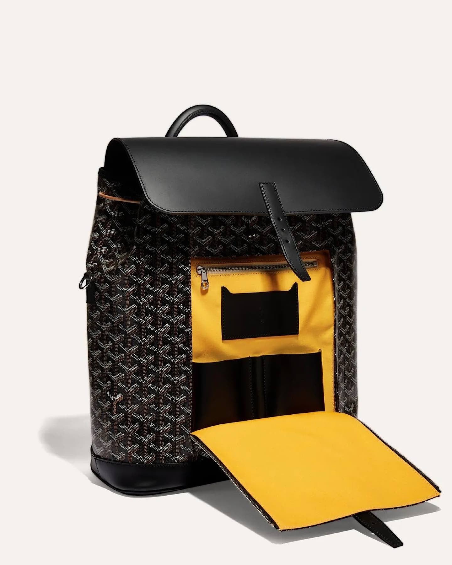 Luxury Goyard Alpin MM Backpack in Black with spacious everyday design.